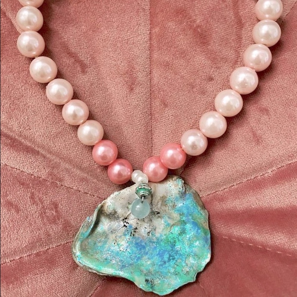 Beautiful handcrafted deep seashell necklace